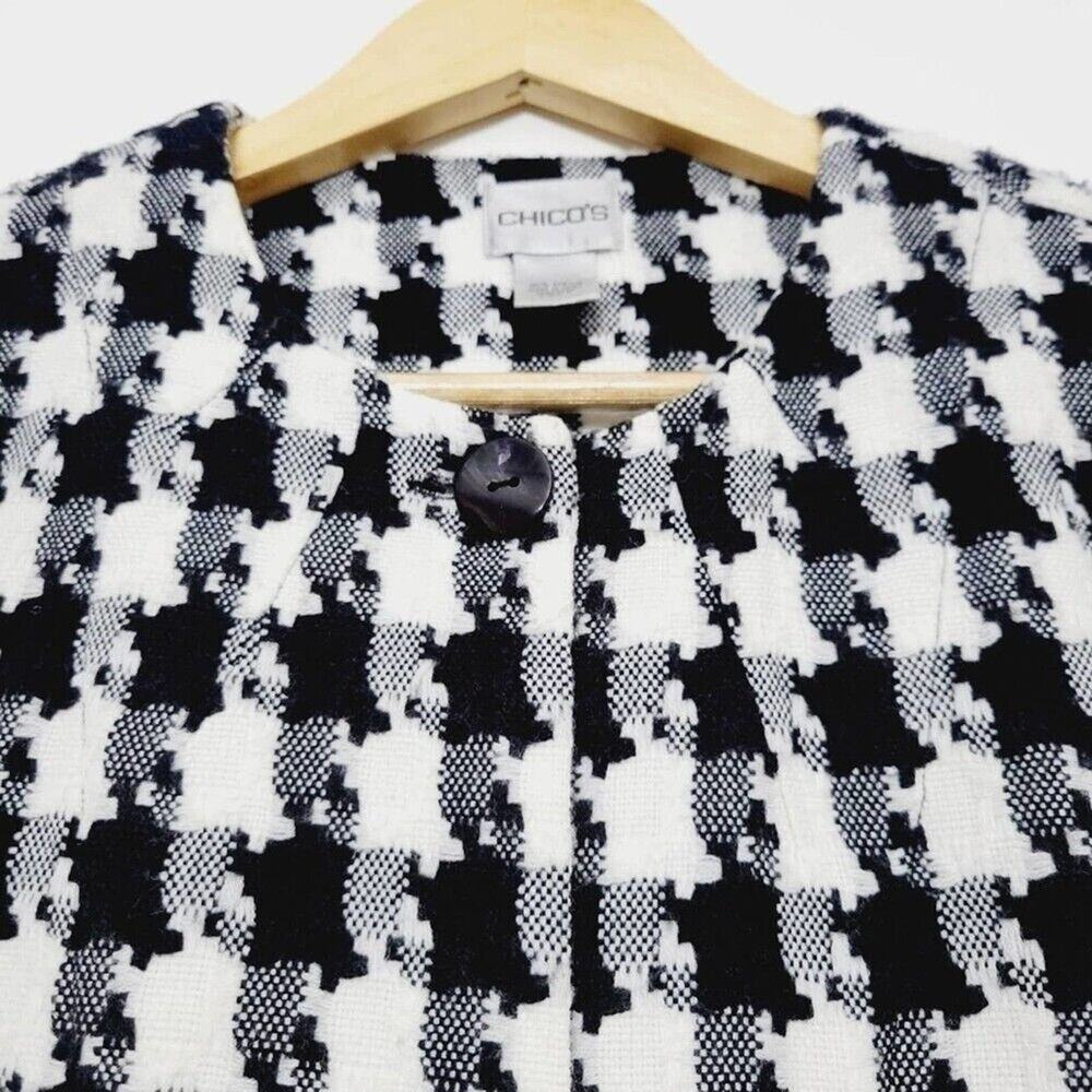 Chico's Womens Black White Houndstooth Vintage Aesthetic Jacket Size Small - Picture 3 of 13
